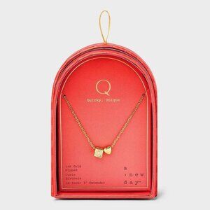 a New Day 14K Gold Dipped Slider Heart and Initial Cube Q Pendant Necklace